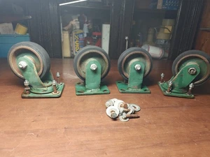 Set Of Four 5" Caster Wheels Heavy Duty Casters 2 Swivel 2 Fixed Zerk Fittings - Picture 1 of 16