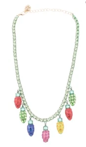 Collana con etichette Betsey Johnson lampadine natalizie luci bordo verde dichiarazione - Foto 1 di 3