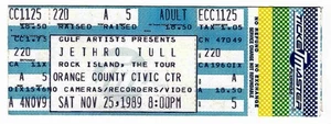 Jethro Tull 11/25/89 Orlando FL Orange County Civic Center Rare Ticket! - Picture 1 of 1