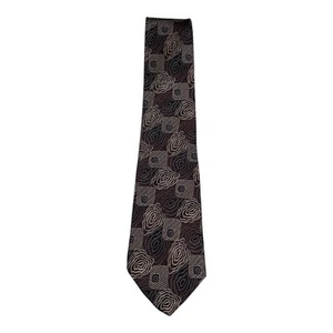 Fendi Designer Silk Geometric Patterned Brown Men’s Tie 57.25x3.5 - Picture 1 of 5