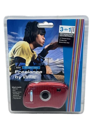 Vivitar Freelance 3-In-1 Digital Red Camera PhoTags Express CD-Rom - Brand New - Image 1 of 4