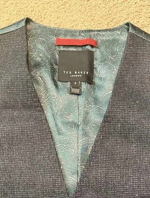 Ted Baker London костюм жилет синий черный размер 2 мини дизайн жилет новый без ЯРЛЫКОВ Y2K - Изображение 1 из 4