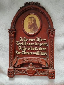 Vtg Syroco Wood Religious Plaque Only One Life-for Christ Will Last 11 X 6.5 - Picture 1 of 5