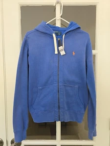 POLO RALPH LAUREN - FULL ZIP HOODED LOGO SWEATSHIRT - MEN'S SMALL - BLUE - NEW - Picture 1 of 17