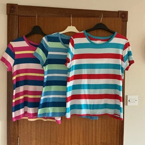 Bundle Lands End T Shirts (3) Striped Short Sleeve Size L Petite Bust 40/42 VGC - Picture 1 of 3
