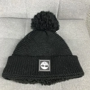 Timberland Hat Beanie Pom Pom Black Knit Sherpa Lined One Size Winter Mens Warm - Picture 1 of 6