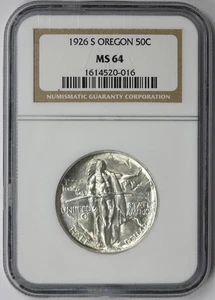 1926-S Oregon Trail Silver Commemorative Half Dollar 50C MS 64 NGC - Picture 1 of 4