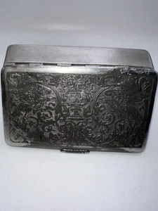 Antique Pewter Snuffbox Snuff Box Raised Floral Jardinière w/ Flowers Lid Design - Picture 1 of 6