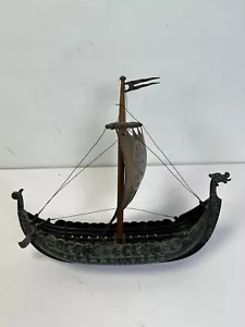 RARO BRONCE Edward Aagaard Mid-Century Modelo Danés Barco Vikingo SIN SOPORTE - Imagen 1 de 11