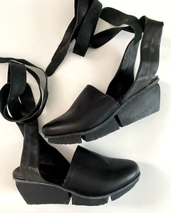 Scarpe Trippen zeppa pelle ballerina cinturino nero donna taglia 40/9 US - Foto 1 di 5