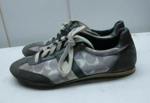 Coach Kinsley Gray Black Suede Fabric Fashion Sneaker Lace up Women's Shoe 8.5M  - Picture 1 of 7