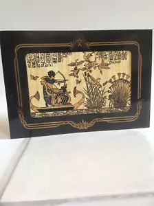 Biglietto di auguri papiro egiziano fatto a mano in fibra postale bianco cacciatore di uccellini uomo donna - Foto 1 di 5