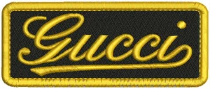 2x5 GUCCI EMBROIDERY PATCH SEW ON BACK GOLD ON BLACK - Picture 1 of 2