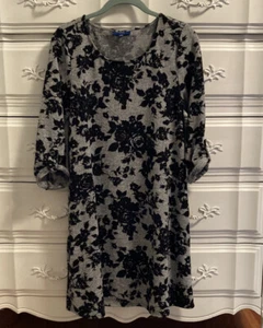 Black Floral Knit Swing Dress Women’s Small Apt 9 - Picture 1 of 8