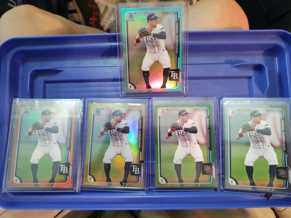 RAINBOW 2015 Bowman Draft Daniel Robertson-5-ORANGE GOLD GREEN AQUA GRAY BREWERS - Image 1 of 4