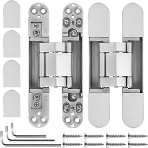 6 Inch Hidden Door Hinges (2Pcs)- Invisible Hinges for Doors, 180 Degree Swing C - Picture 1 of 7
