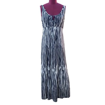 Vestido Natori Negro Blanco Estampado Animal Satinado Escote Cerradura Sin Mangas Mediano Foto 1 de 4