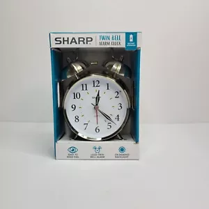 Old Fashioned Sharp Quartz Model SPC800 Alarm Clock Silver Tone Twin Bells New - Picture 1 of 10