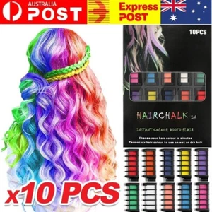10 Colour Hair Chalk Comb Kit Washable Hair Dye Brush Kids Girls Party Temporary - Picture 1 of 9