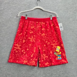 The Simpsons Boys Shorts 2XL Red Paint Splatter Bart Simpson Sweats Logo NWT - Picture 1 of 10