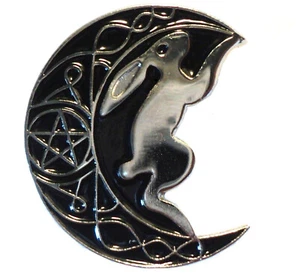 Crescent Moon Hare Rabbit Celtic Enamel Pin Badge with Butterfly Bac - Picture 1 of 1
