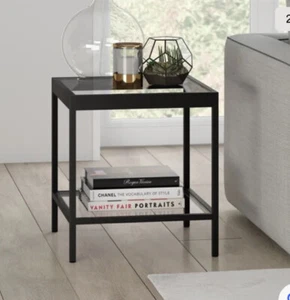 Henn&Hart 20" Blackened Bronze Metal/Glass Side Table - Picture 1 of 4