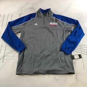 Atlanta Braves Baseball Shirt Mens Large Grey Blue Quarter Zip Mock Neck - Picture 1 of 13