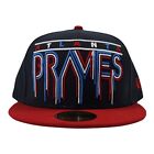 New Era 59Fifty MLB Atlanta Braves Spell Out Fitted Cap Hat Navy Red 6 7/8
