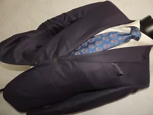 Bespoke Seize Sur Vingt Men's Blue Windowpane/Plaid Jacket Coat Size 36 - Picture 1 of 12