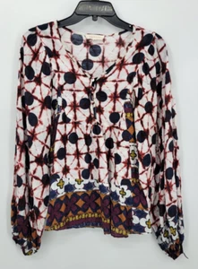 Solitaire Top Damen Medium weinrot Batik abstrakt künstlerisch Langarm Boho - Bild 1 von 10