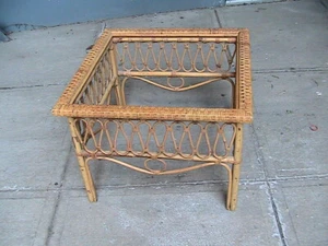 All Offers Welcomed Vintage Rattan Table Wicker Woven Coastal Beach Boho Bamboo - Picture 1 of 9
