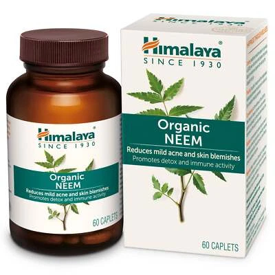 Himalaya Organic Neem 60 Caplets Reduces Mild Acne & Skin Blemishes - Image 1 of 3