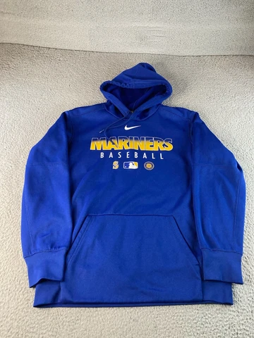 Seattle Mariners Center Swoosh Hoodie Sweatshirt Nike Mens Large MLB Blue Cover