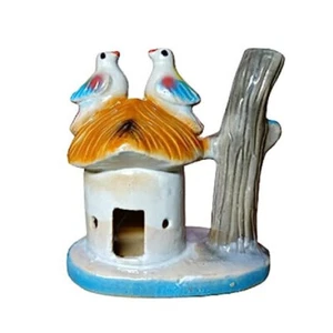 Ceramic Pair Of Bird On House With Tree Figurine For Home & Office Decor 12 cm - Picture 1 of 4