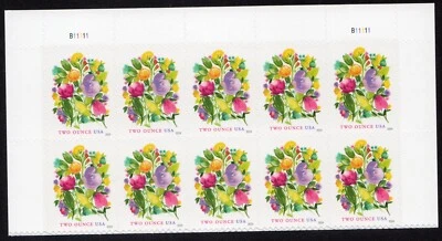 Scott #5850 Wedding Blooms Plate Block of 10 2 oz Forever Stamps - MNH Top - Image 1 of 4