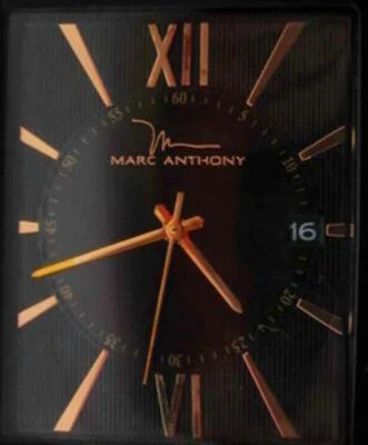 Marc Anthony Watch All Stainless Steel Roman Date Black Leather Band Runs Men - Image 1 of 4