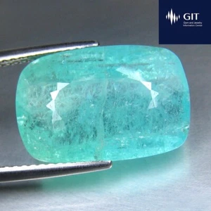 10,64 CT GIT CERTIFICATO, CUSCINETTO RAME NON RISCALDATO VERDE BLUASTRO PARAIBA TORMALINA - Foto 1 di 5