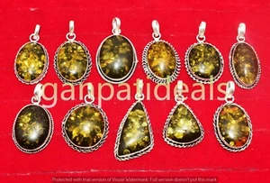 Baltic Amber Gemstone Pendant 5pcs Wholesale Lot 925 Sliver Plated Jewelry - Picture 1 of 4