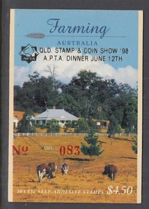Australia 1998 $4.50 Farming Booklet overprint Queensland Stamp Show in Gold MNH - Bild 1 von 1