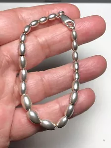 Brazalete de cadena de eslabones con cuentas Italia de plata de ley 925 para dama de 7,25 pulgadas - Imagen 1 de 5
