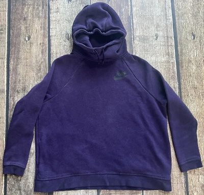 NIKE DRI-FIT PULLOVER FUNNEL NECK HOODIE PURPLE WOMENS XL GREAT SMALL HOLE - Image 1 of 4