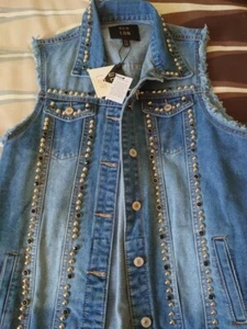 Qed Denim gilet Embellished - Picture 1 of 3