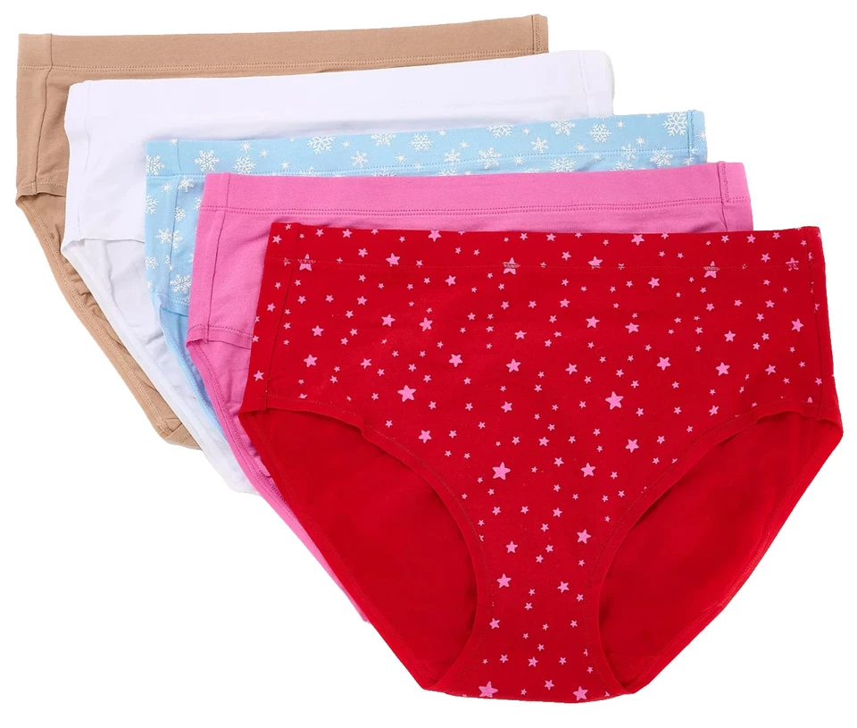 Cuddl Duds~Set of 5~Cotton Core Modern Briefs~1X~Red Star~A669928   11363 - Image 1 of 1