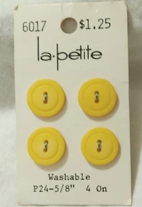 Vintage La Petite 4 bottoni gialli tondi 5/8" #6017 2 fori - Foto 1 di 4
