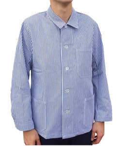 FLEIRO Fleischerkleidung Fleischerjacke Metzgerjacke langarm blau weiß gestreift - Bild 1 von 22