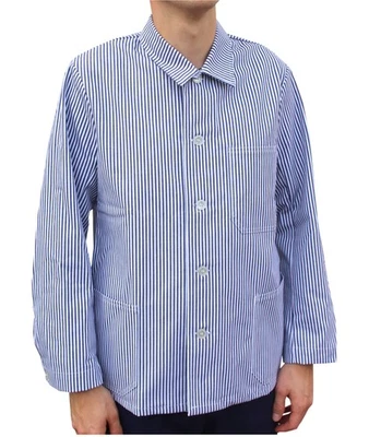 FLEIRO Fleischerkleidung Fleischerjacke Metzgerjacke langarm blau weiß gestreift