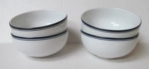 Dansk Christianshavn Blue Bistro Bowls 5" White/Blue band Portugal set of 4 - Picture 1 of 5