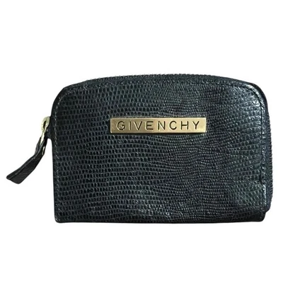 Vintage Givenchy Cosmetic Makeup Bag Womens Small Black Lizard Texture - Image 1 of 4