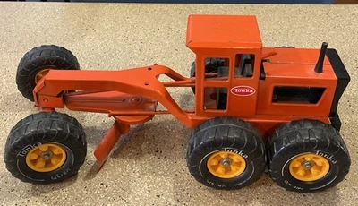 VTG 1970’s Tonka Pressed Steel Orange Road Grader- MR-970 Wheels - Image 1 of 4