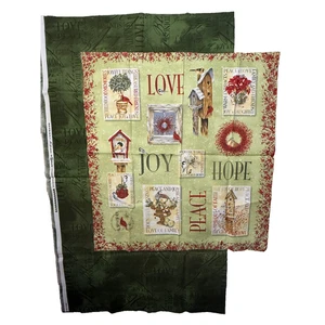 Edredón Tourtillotte Barb Birds Berries 23" Panel Cuadrado Tela Verde 1 yarda Navidad - Imagen 1 de 8
